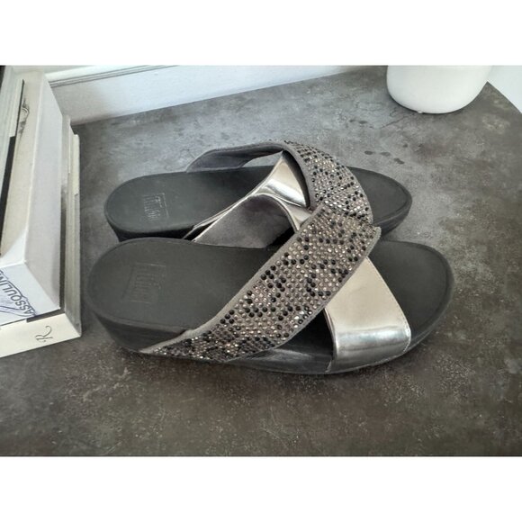 Fitflop Women’s Cross Strap Sandals Bedazzled Strap 7 - Picture 4 of 5